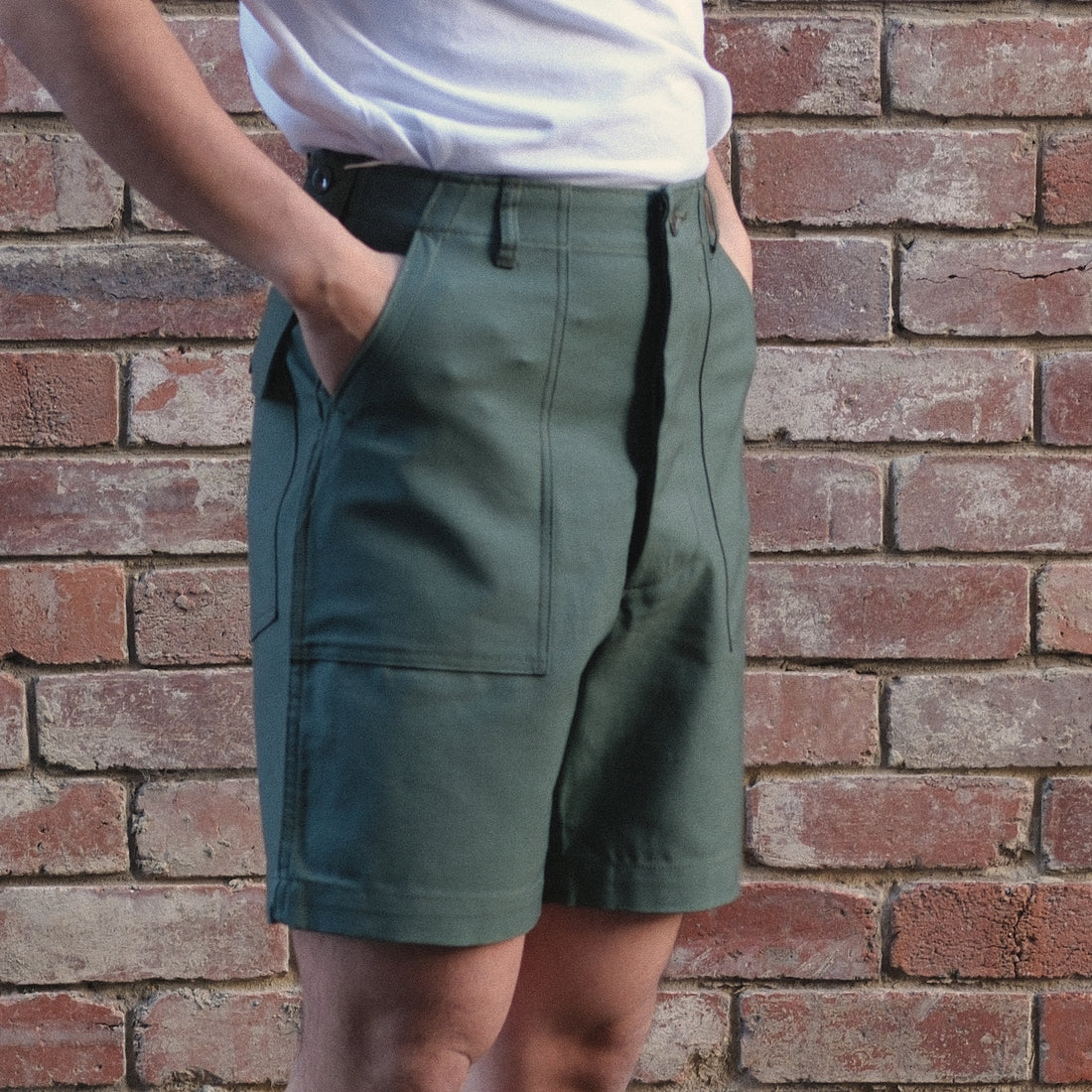 1961 Utility Shorts / Vintage Olive Sateen