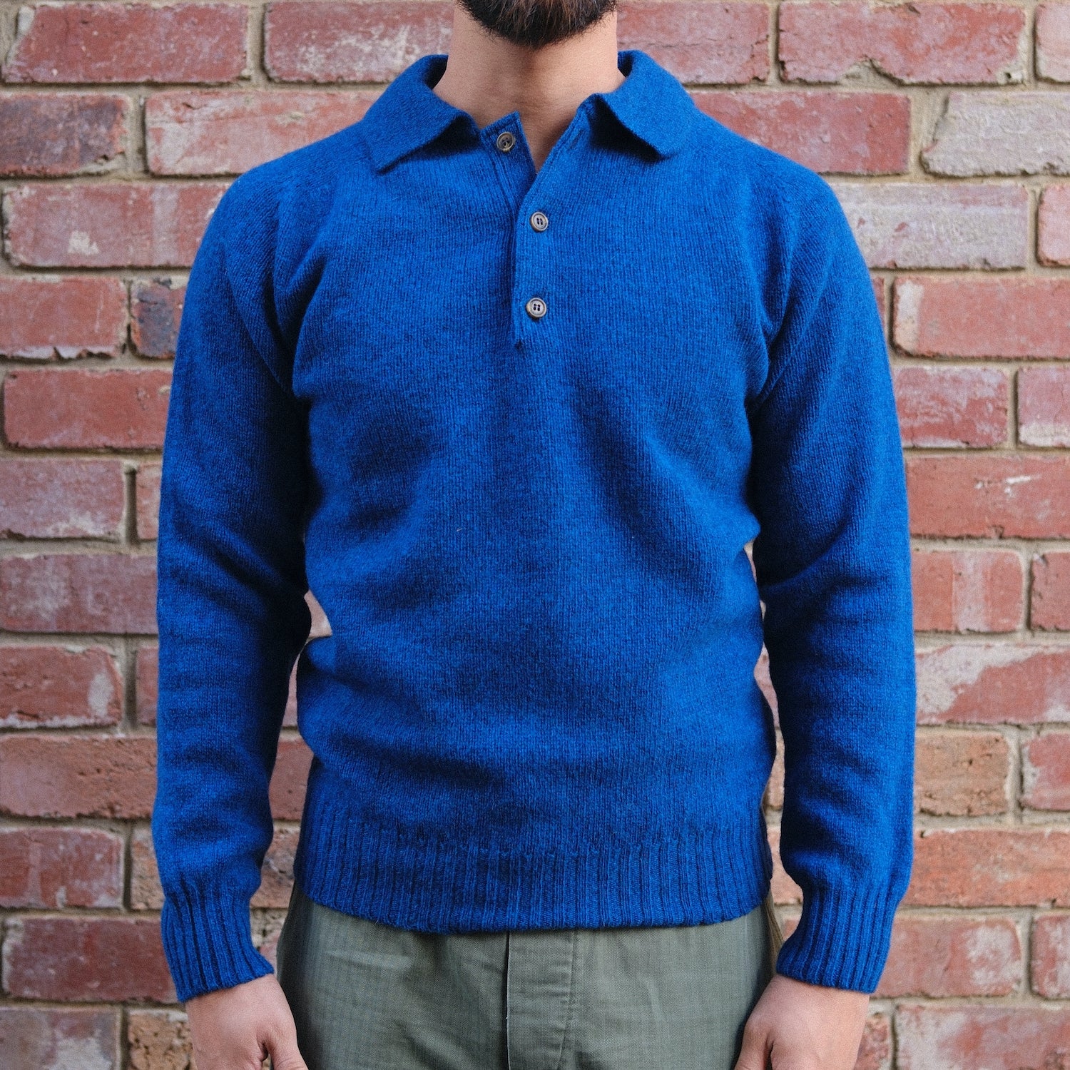Henley Neck Sweater / Atlantic Spray