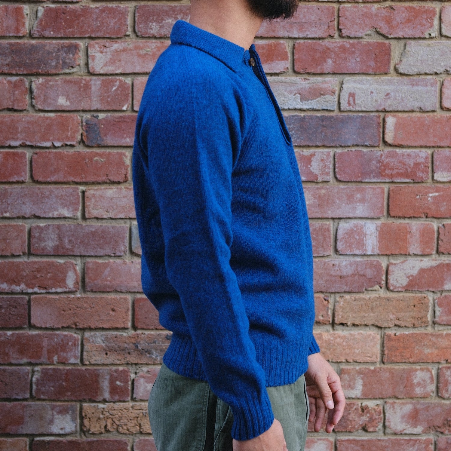 Henley Neck Sweater / Atlantic Spray