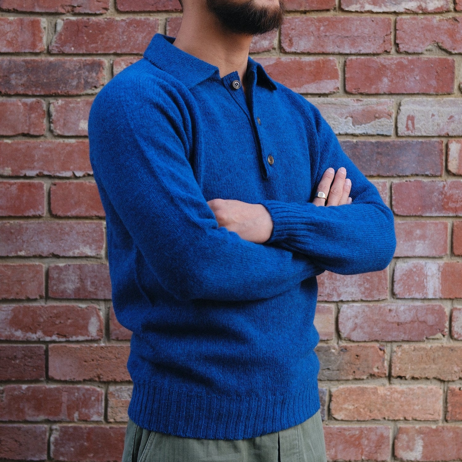 Henley Neck Sweater / Atlantic Spray