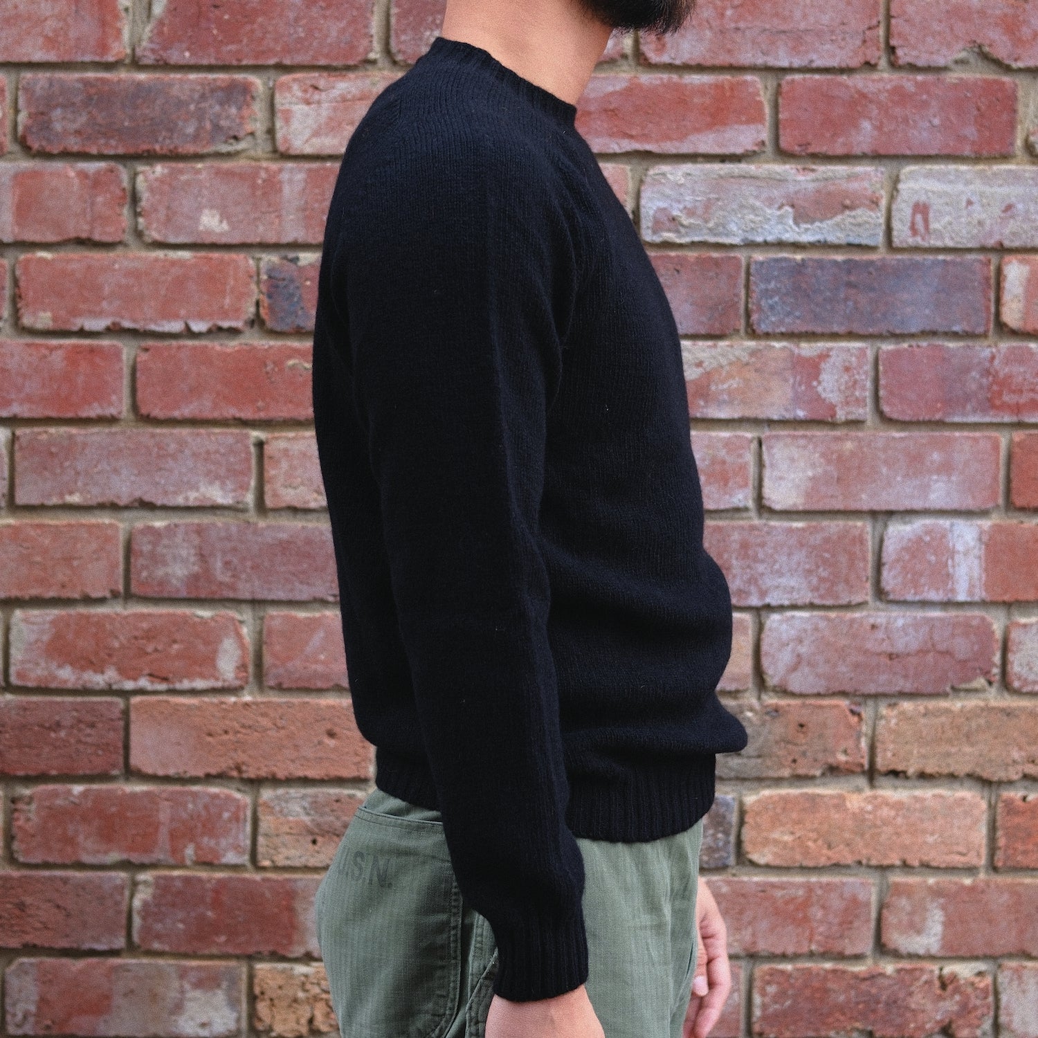 Wool Crew Pullover / Black