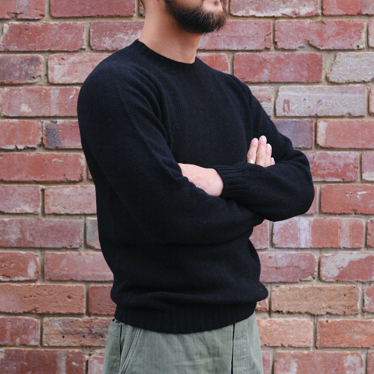 Wool Crew Pullover / Black