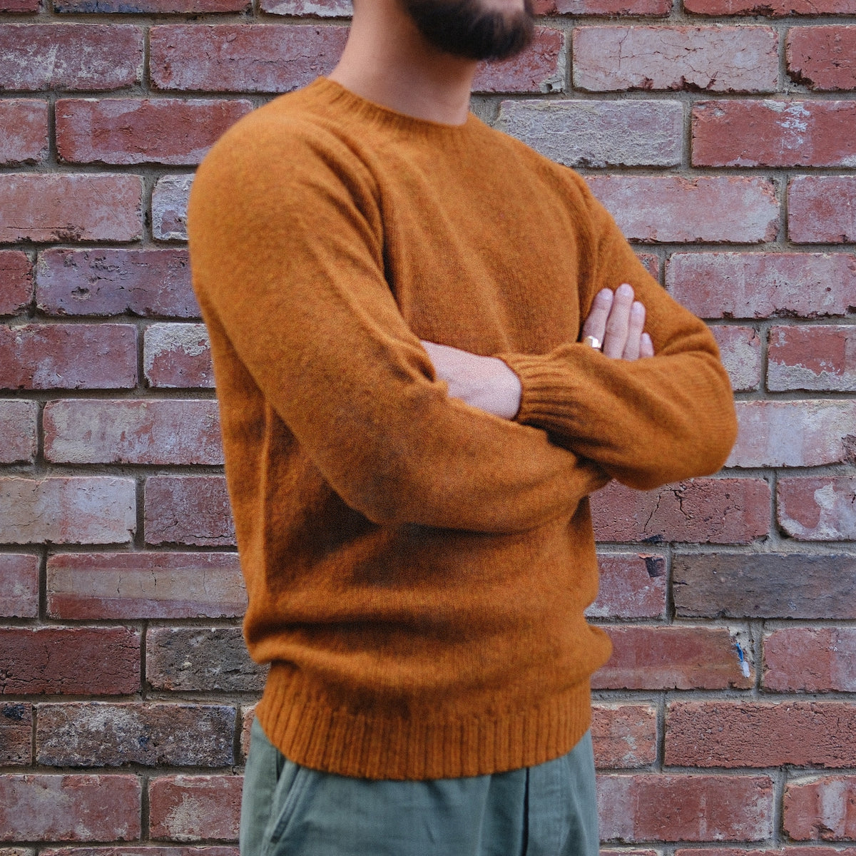 Wool Crew Pullover / Vintage Orange