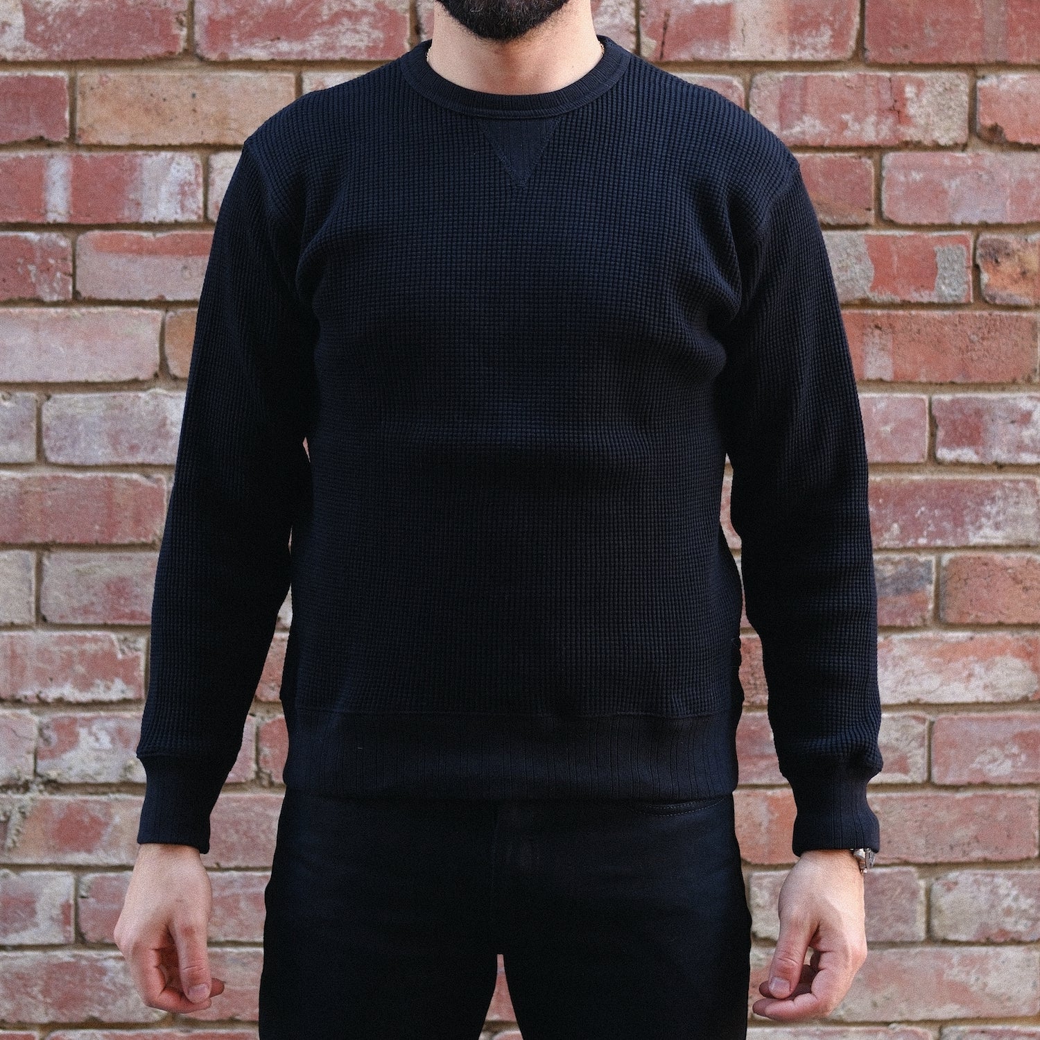 Thermal Sweatshirt/ Waffle Black