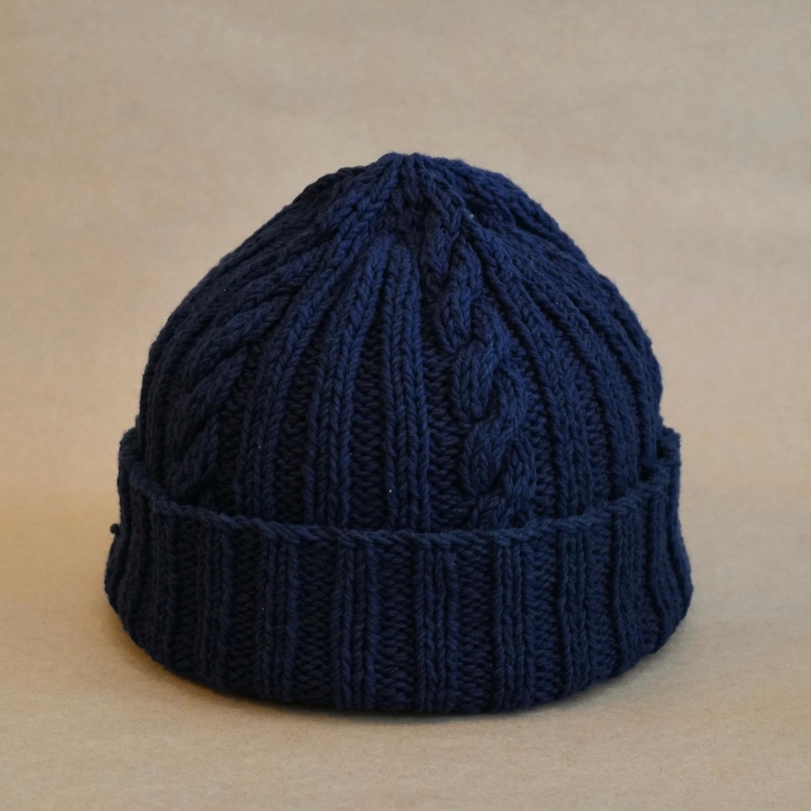 22F Rib & Cable Hat / Indigo Denim