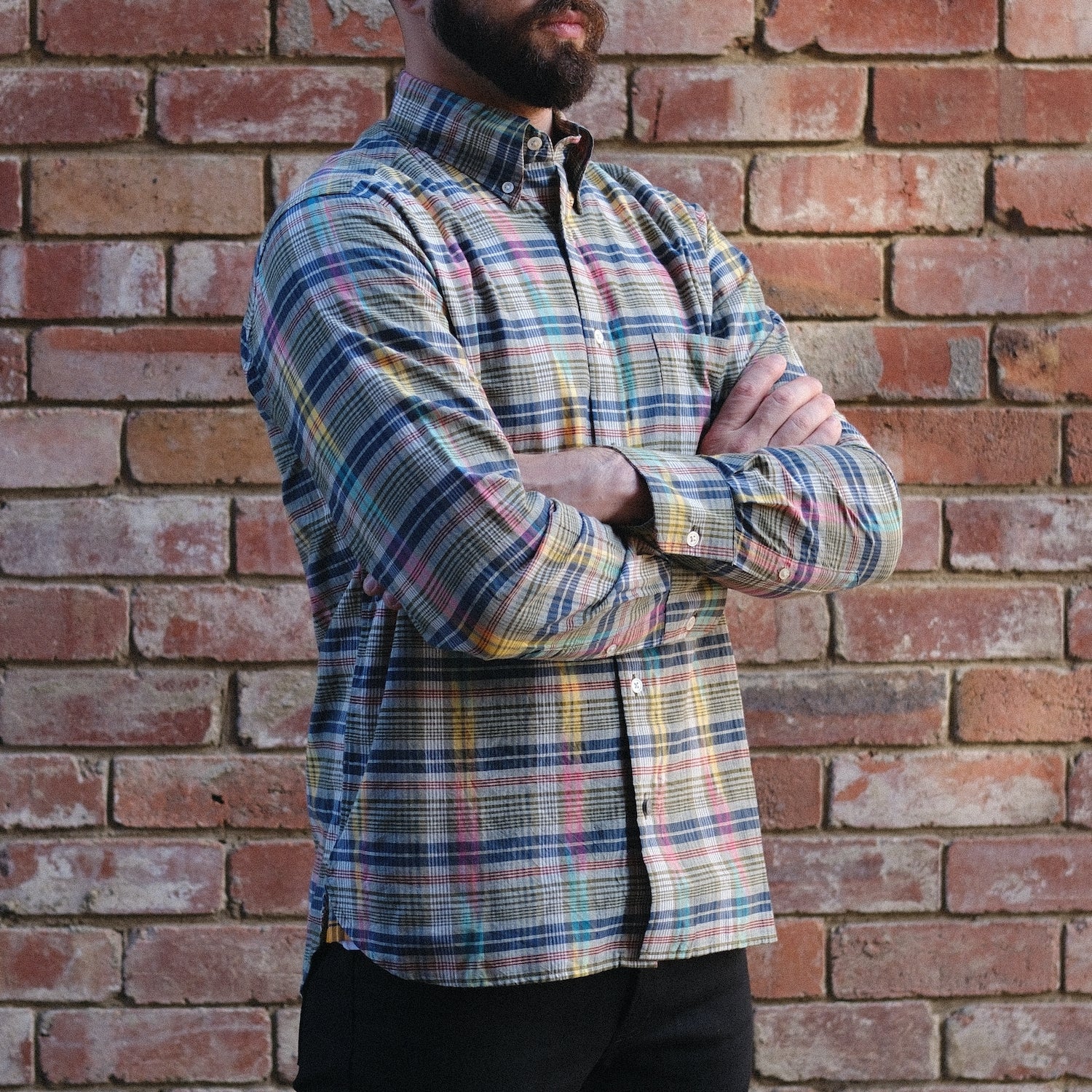 Madras Button Down Shirt / Amazonite Combo