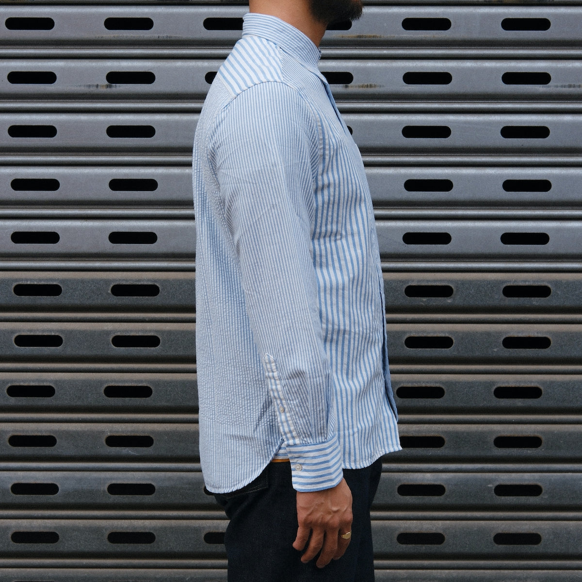 Madras Button Down Shirt / Blue Seersucker