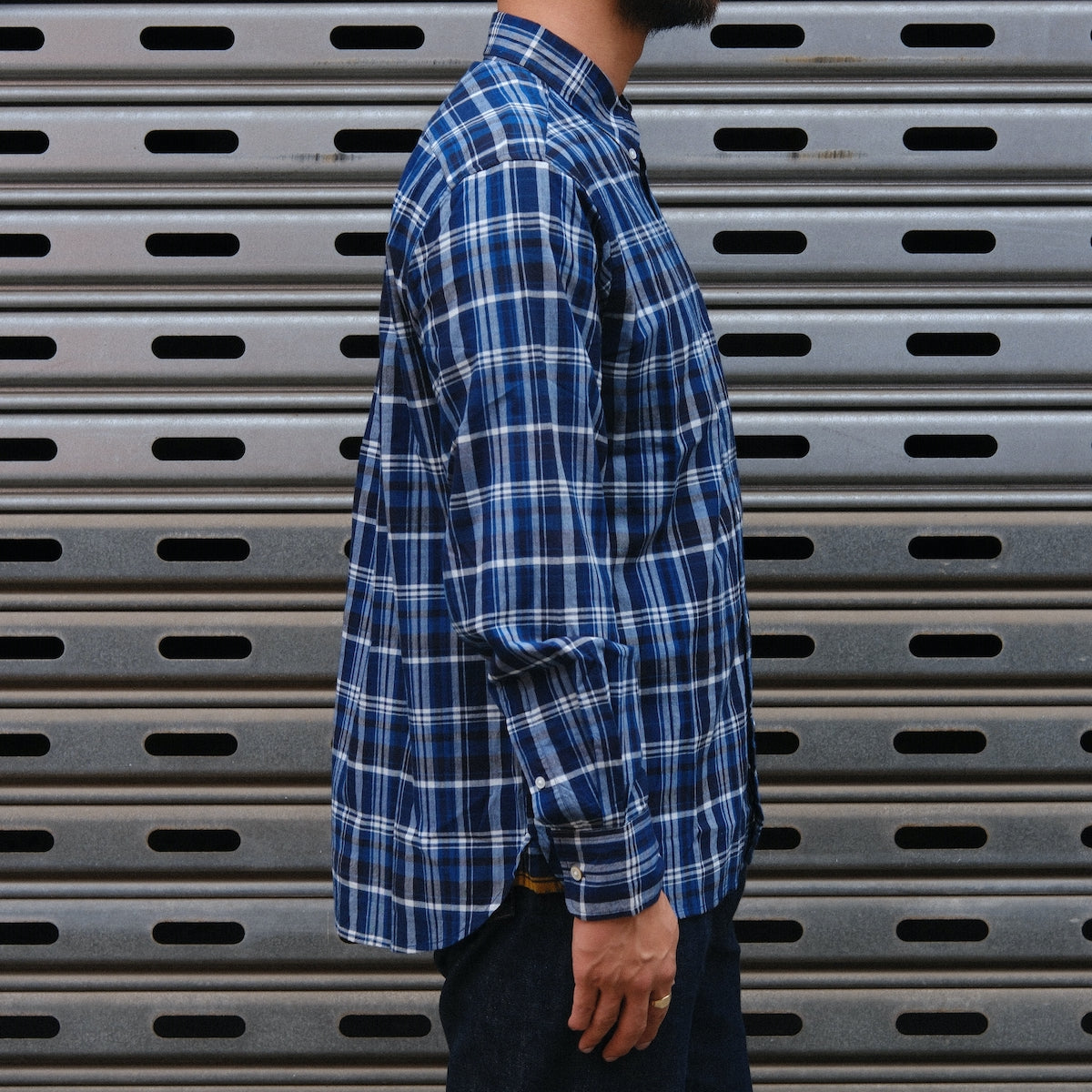 Madras Button Down Shirt / Blue White Check