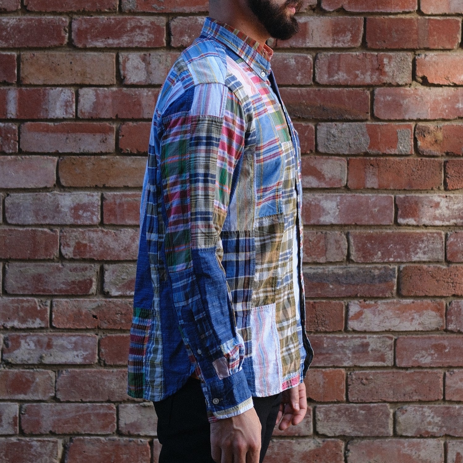 Madras Button Down Shirt / Contrasting Parts