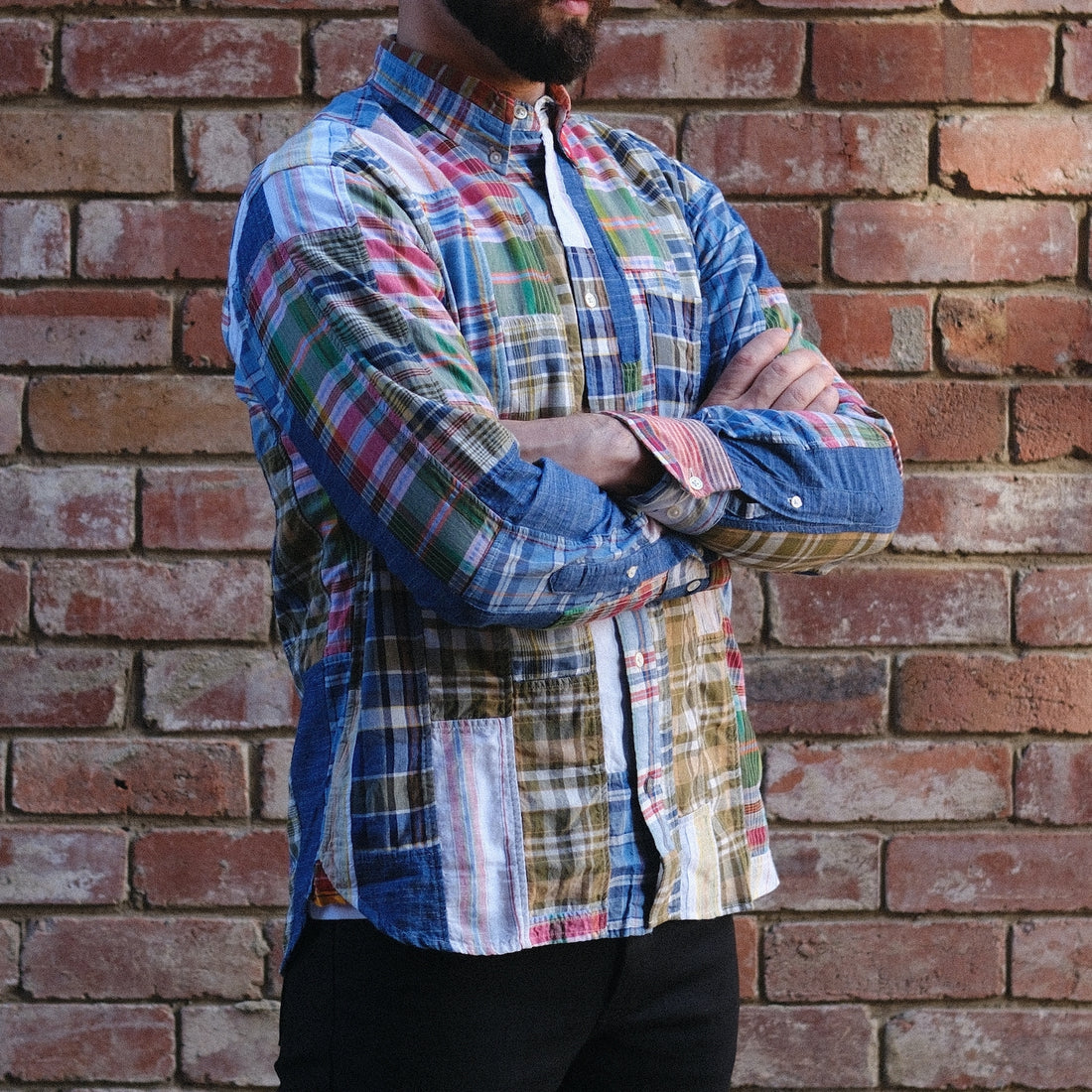 Madras Button Down Shirt / Contrasting Parts