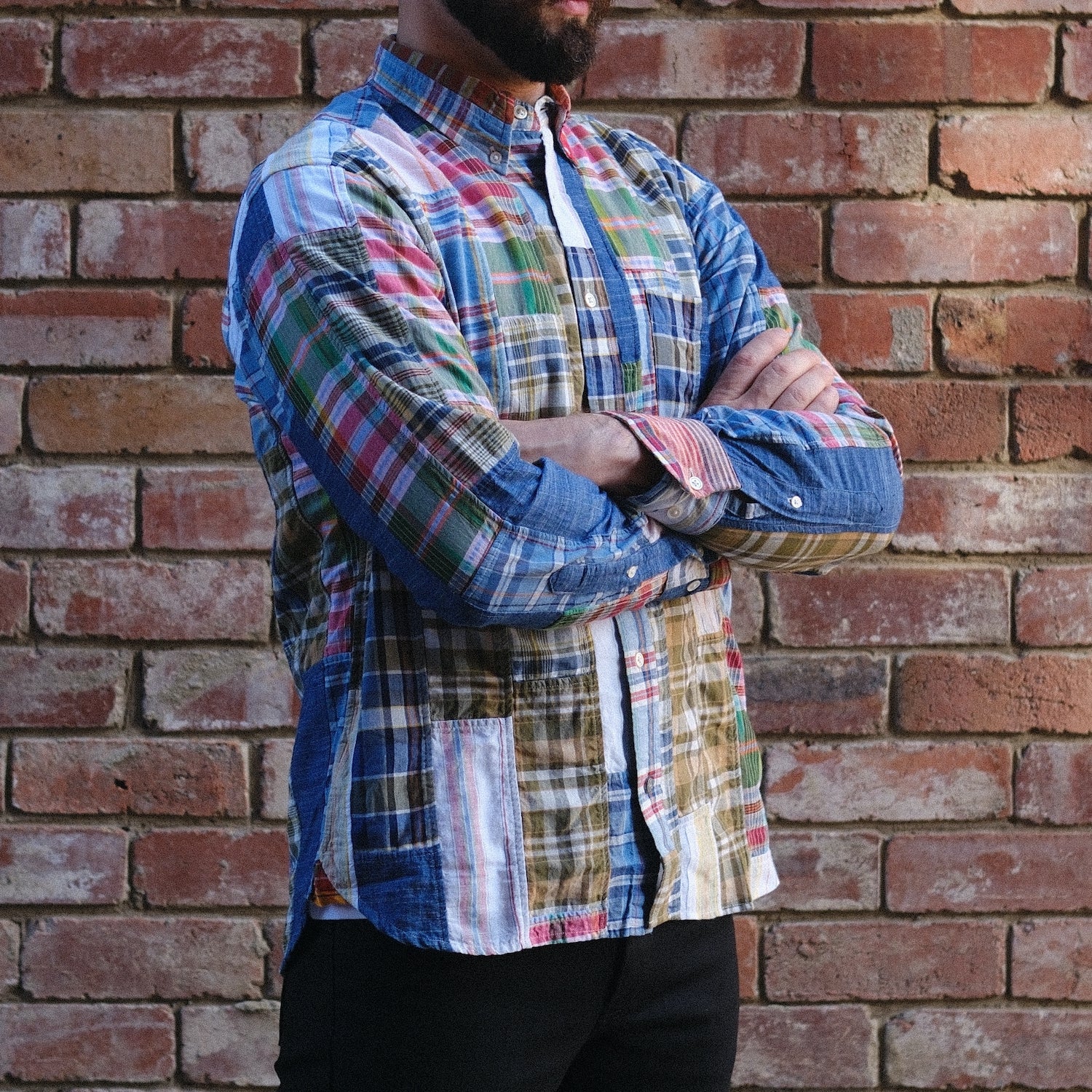 Madras Button Down Shirt / Contrasting Parts