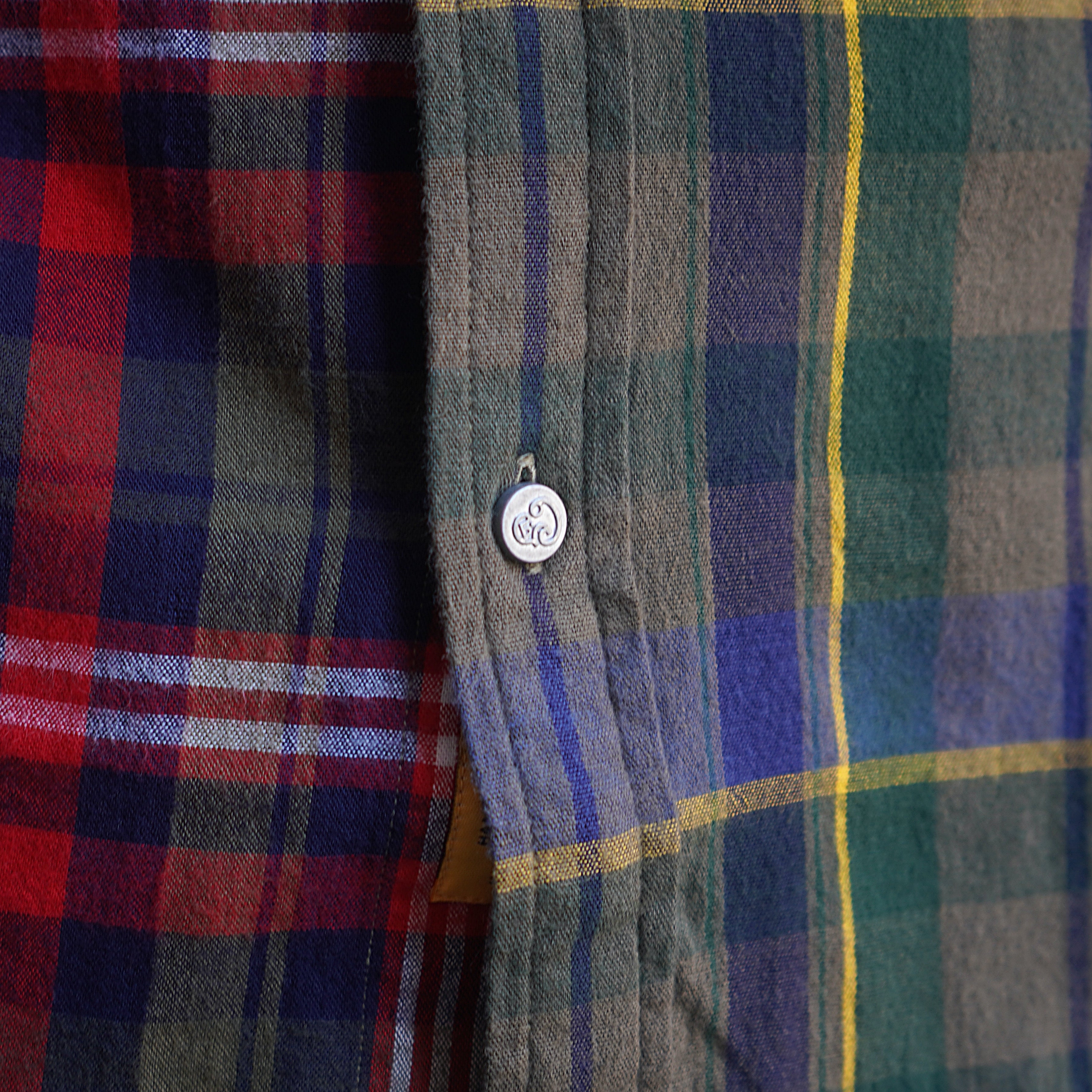 Madras Button Down Shirt / Olive Red Check