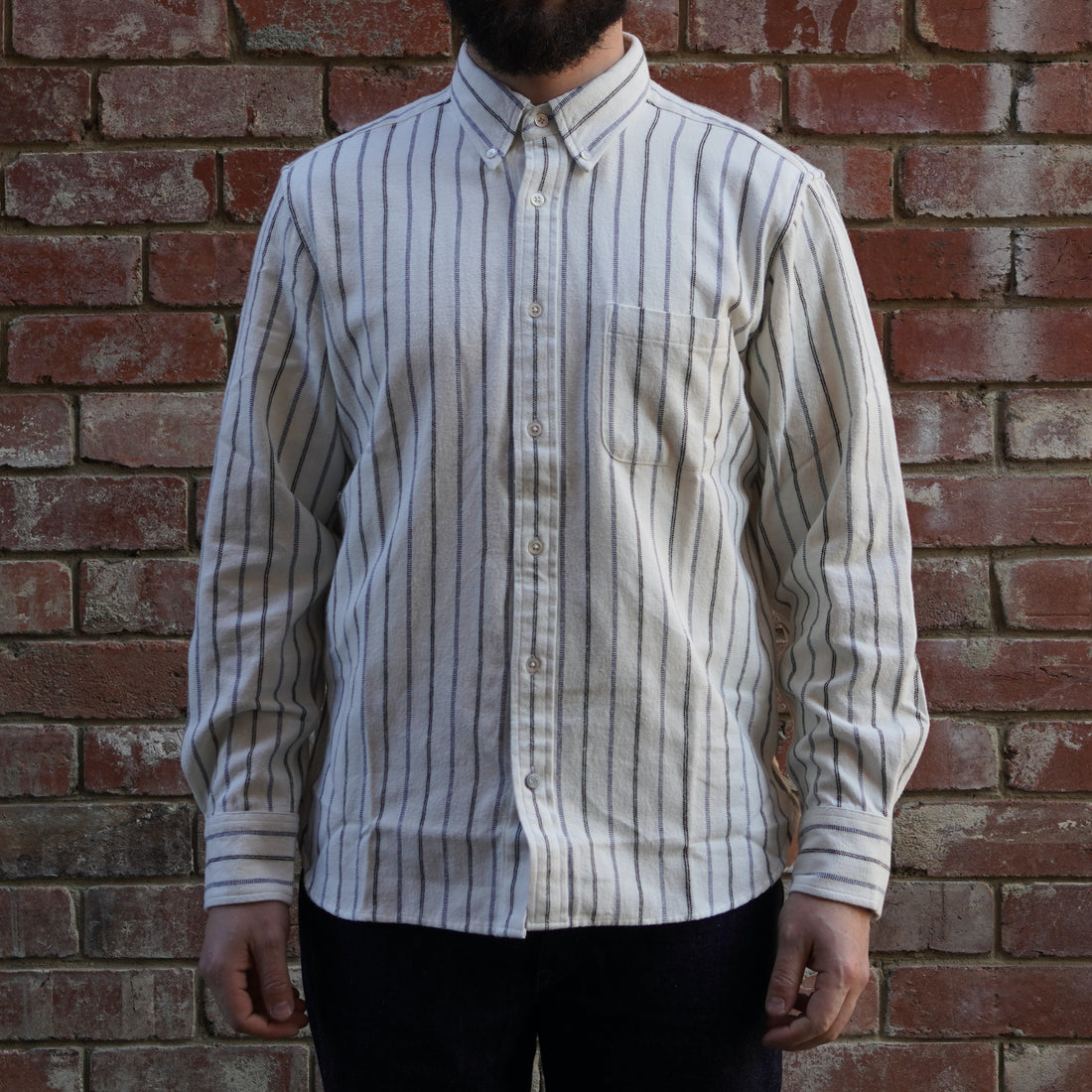 Madras Button Down Shirt / White Stripe