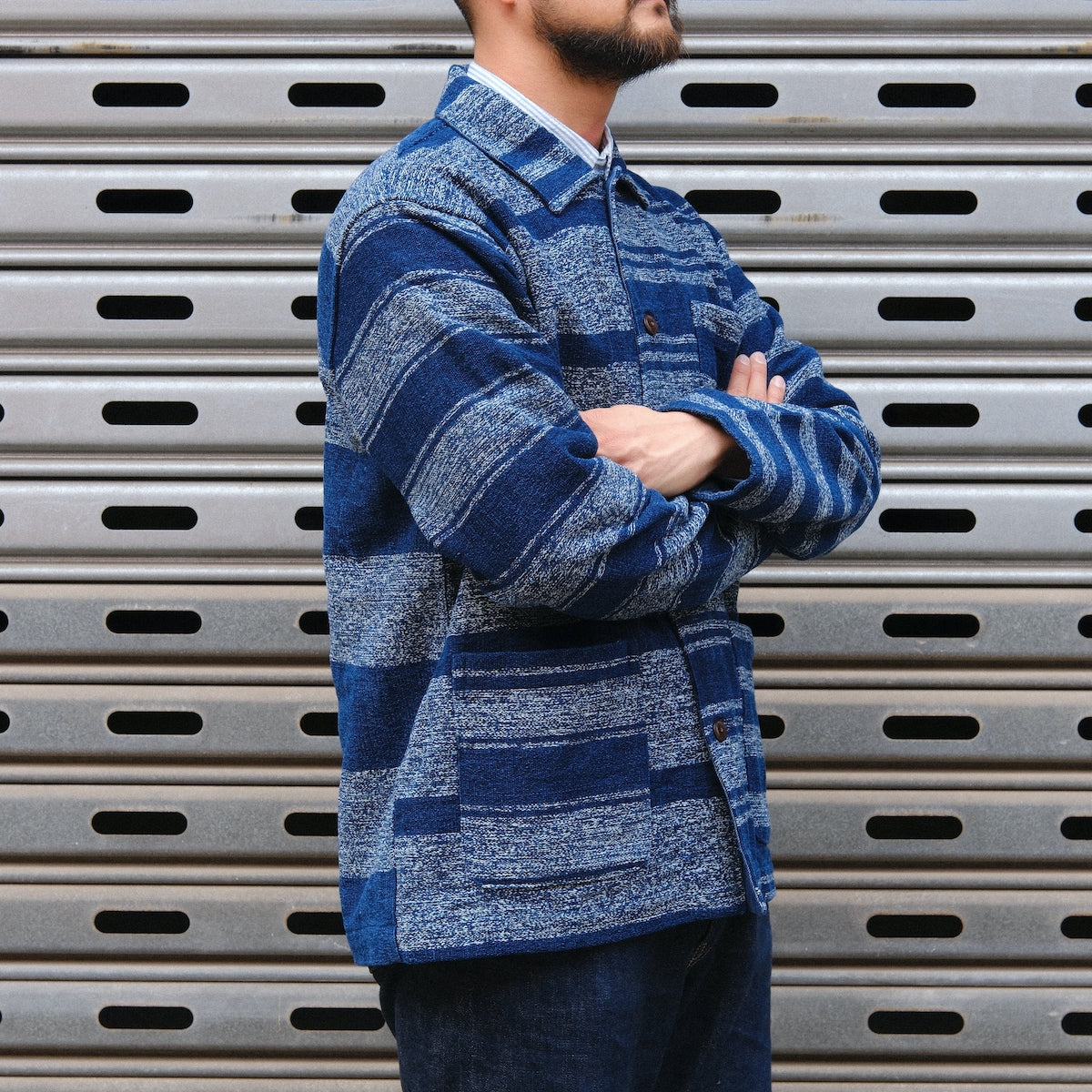 Stout Shirt Jacket / Navy Stripe