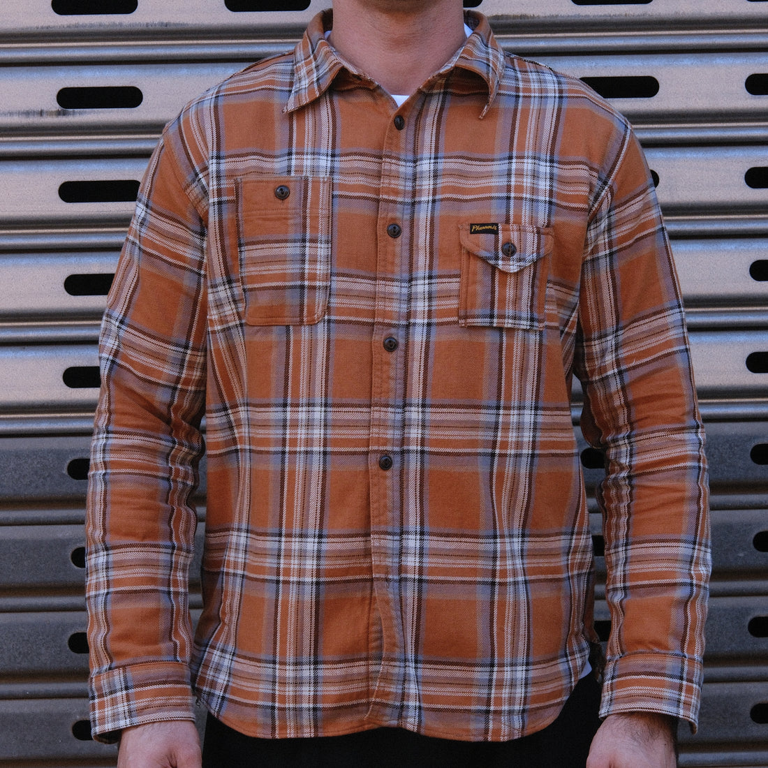 1930s Flannel Shirt / Orange & Brown