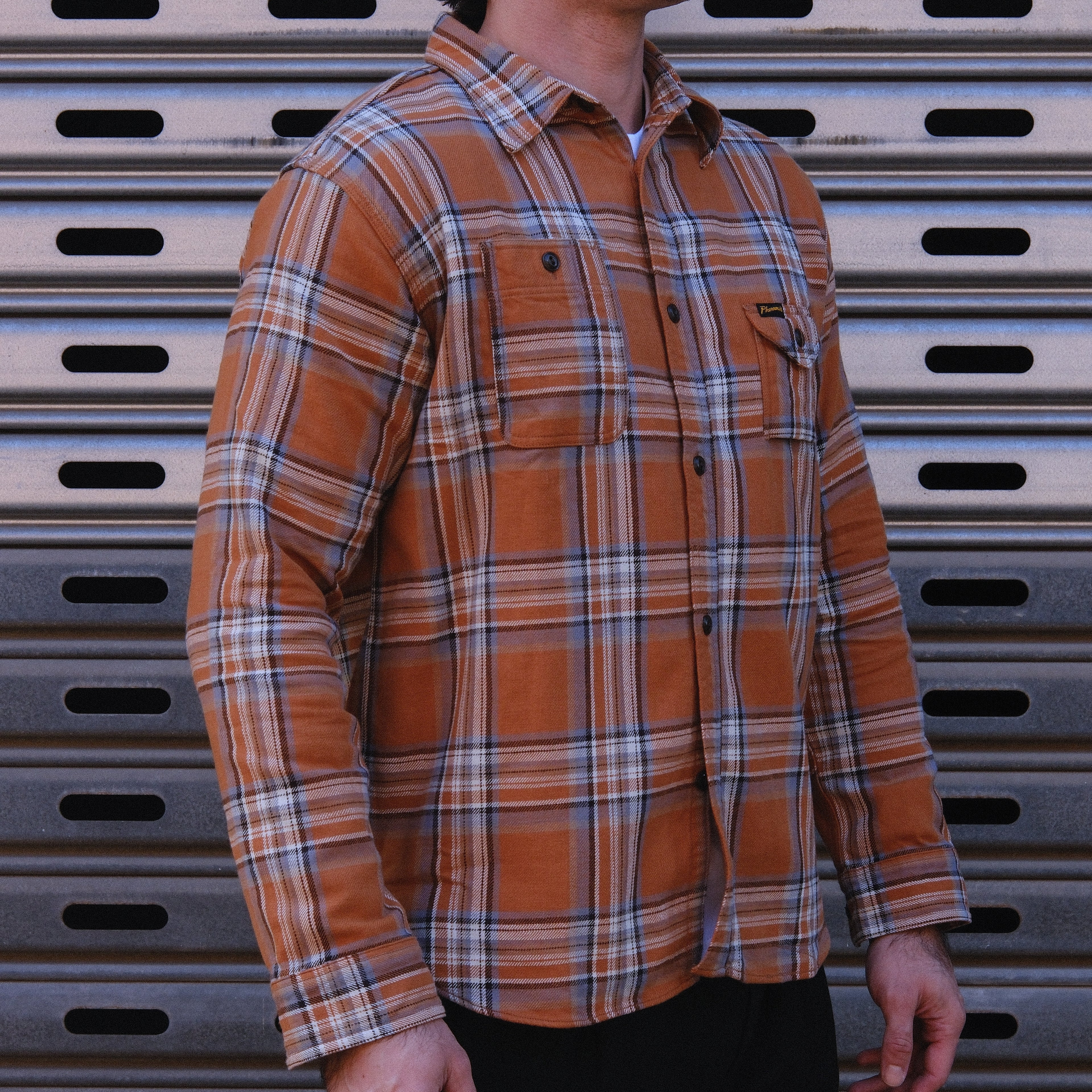 1930s Flannel Shirt / Orange & Brown