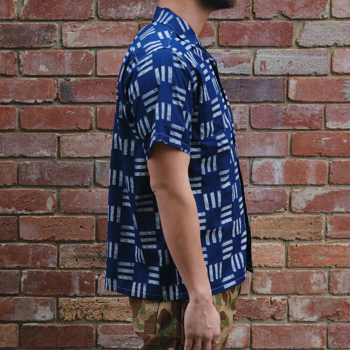 25S-PIS1 / Hawaiian Shirt / Indigo Check