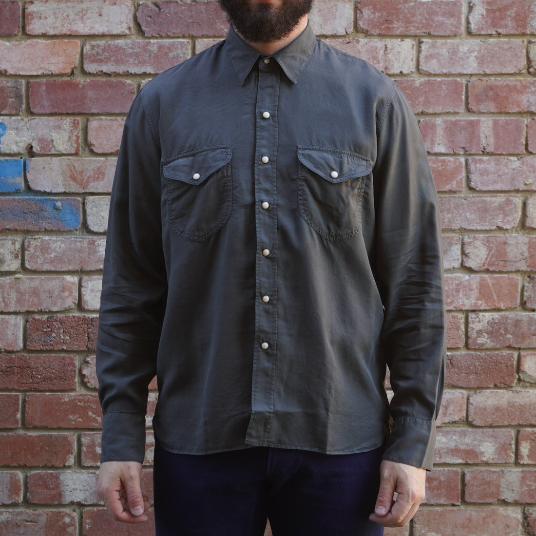 Tencel Gabardine Shirt / Faded Black