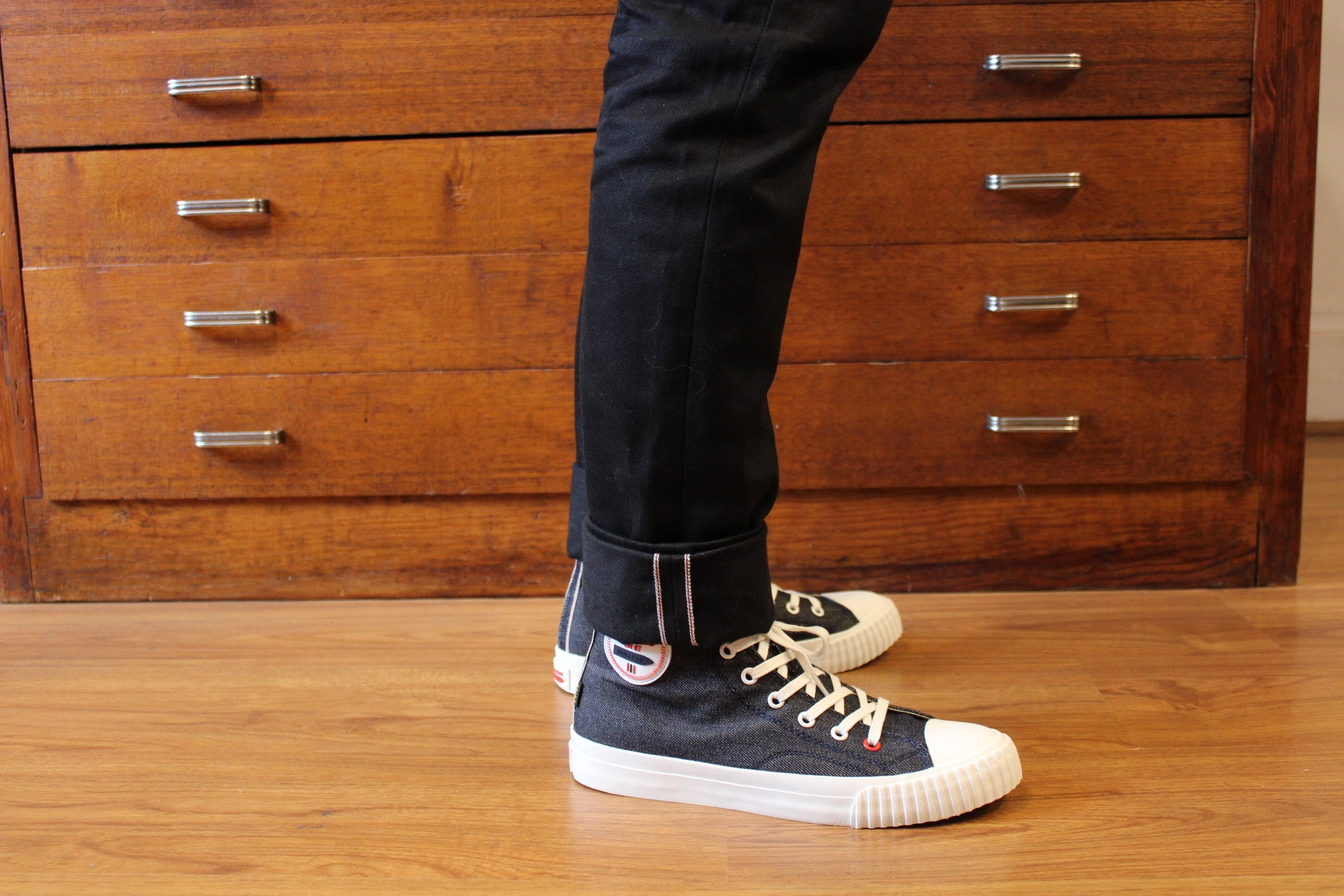 Limited edition of Bata Bullets x Uncle Rocco's denim sneakers
