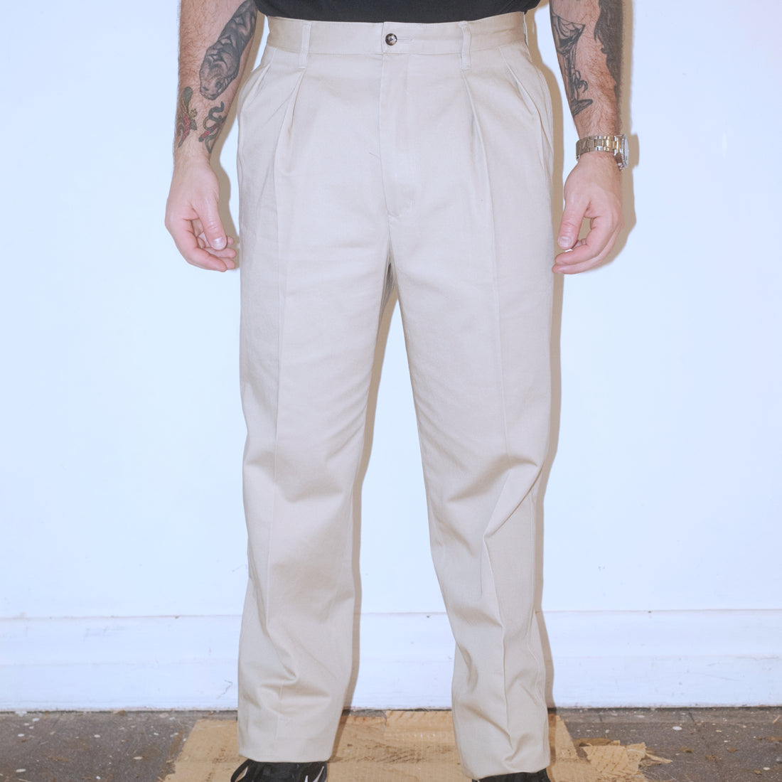 1955UC / 2 Pleated Chinos Trousers / Beige