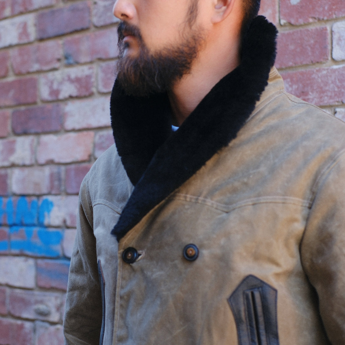 Tollgate Wool Coat / Wax Canvas / Tobacco