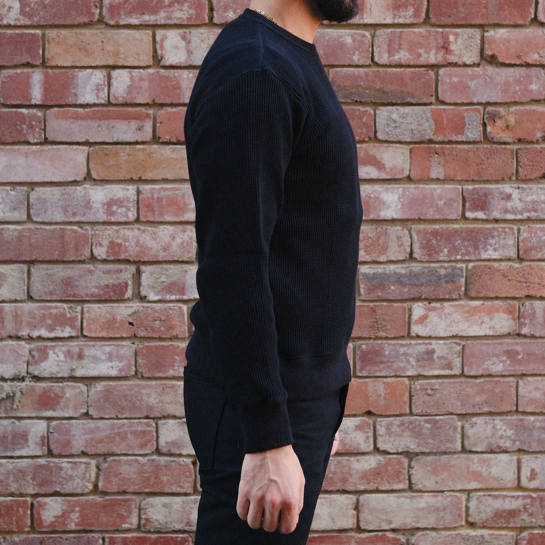 Thermal Sweatshirt/  Waffle Black
