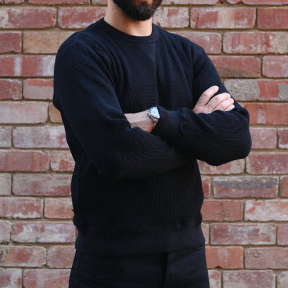 Thermal Sweatshirt/  Waffle Black