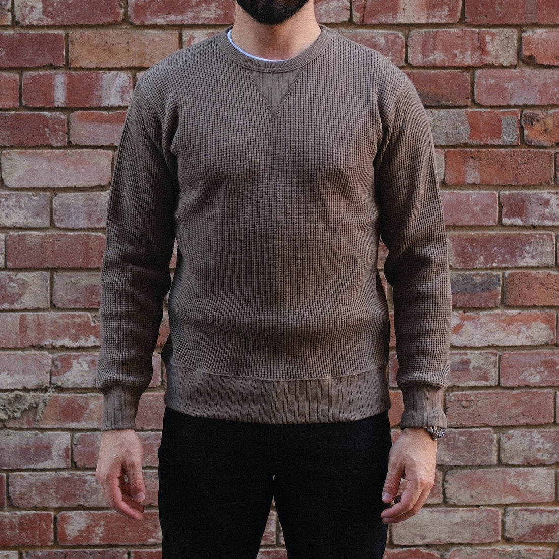 Thermal Sweatshirt/  Waffle Khaki