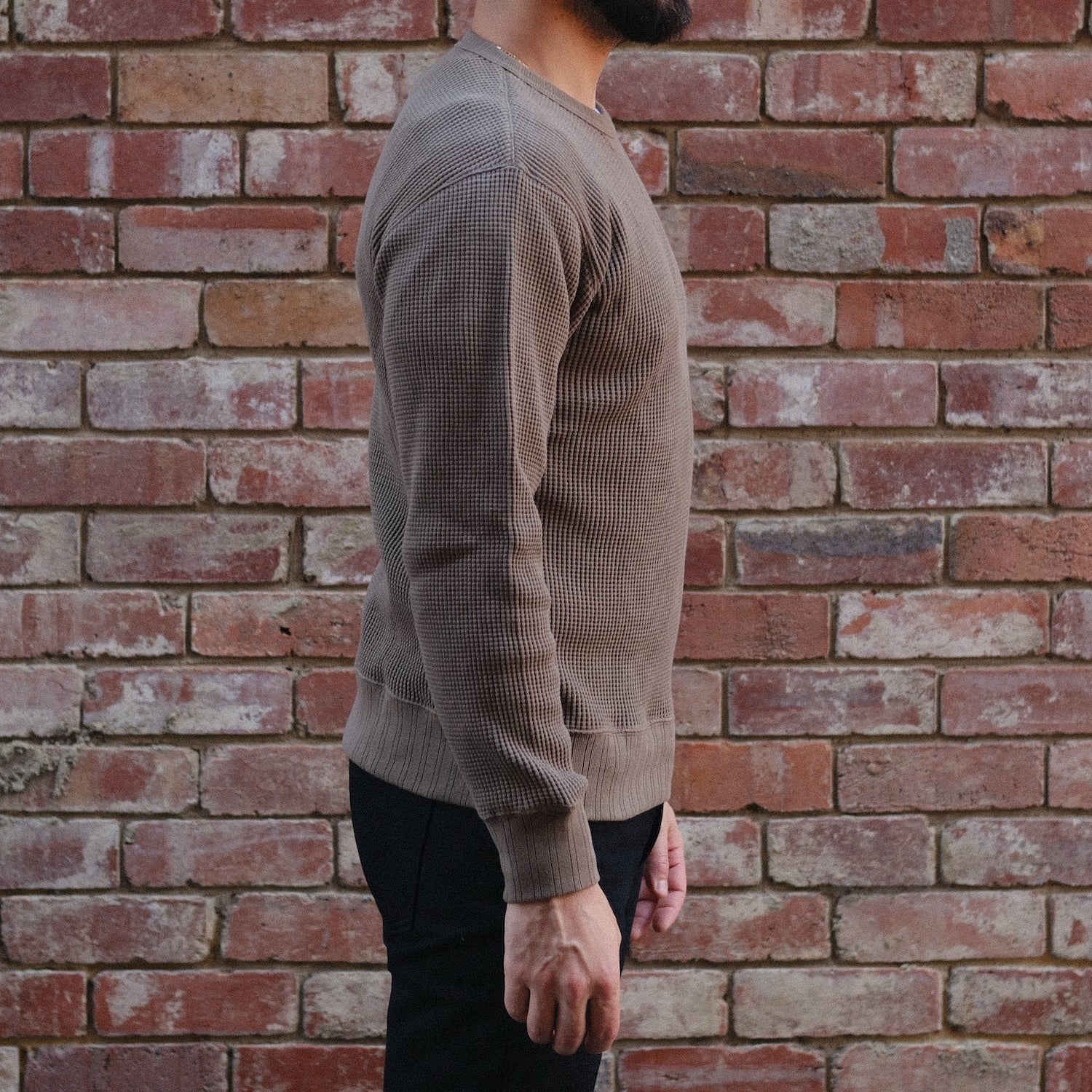Thermal Sweatshirt/  Waffle Khaki