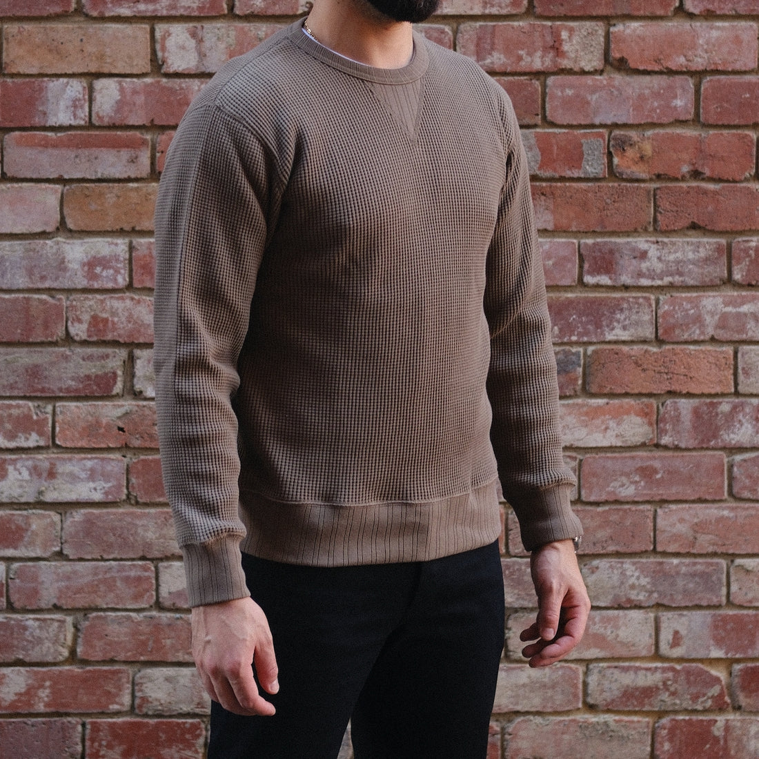 Thermal Sweatshirt/  Waffle Khaki