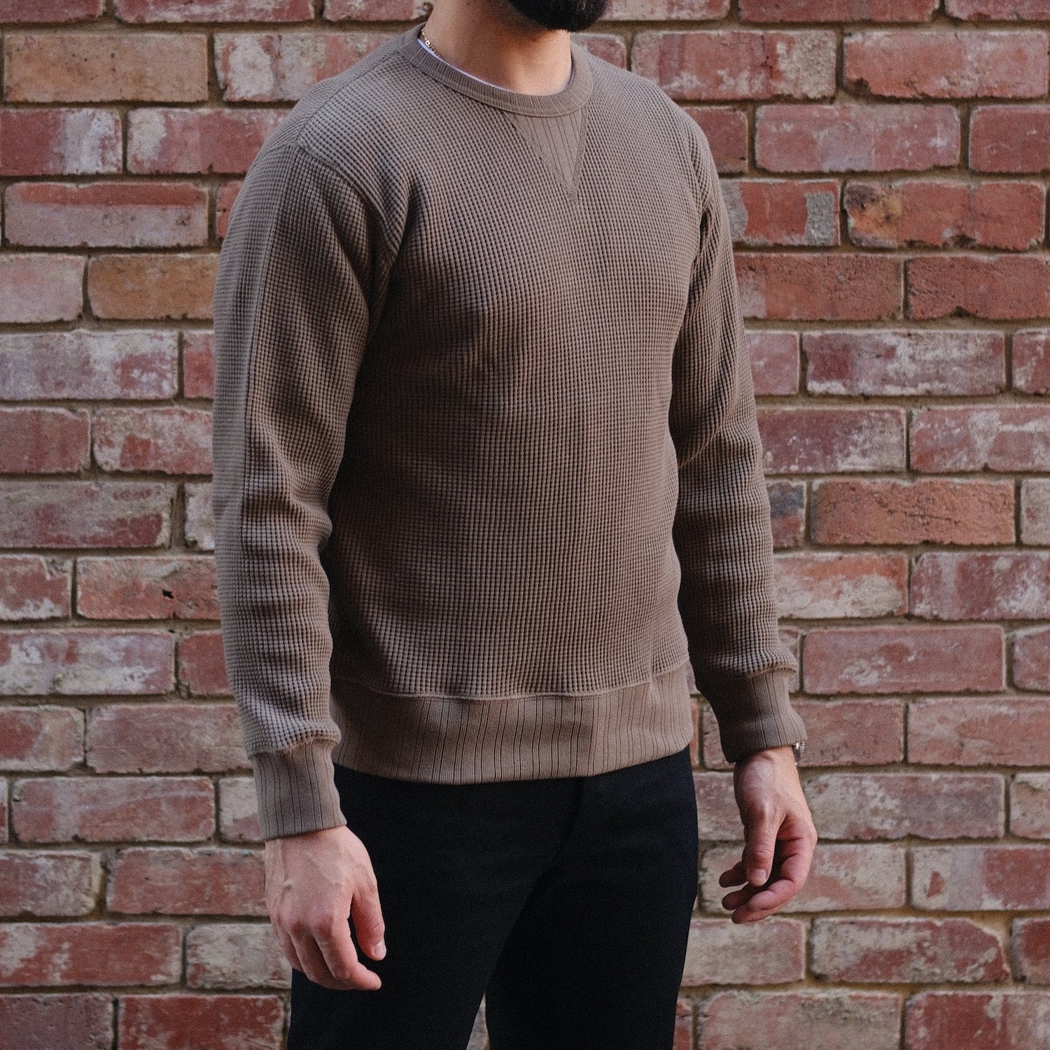 Thermal Sweatshirt/  Waffle Khaki