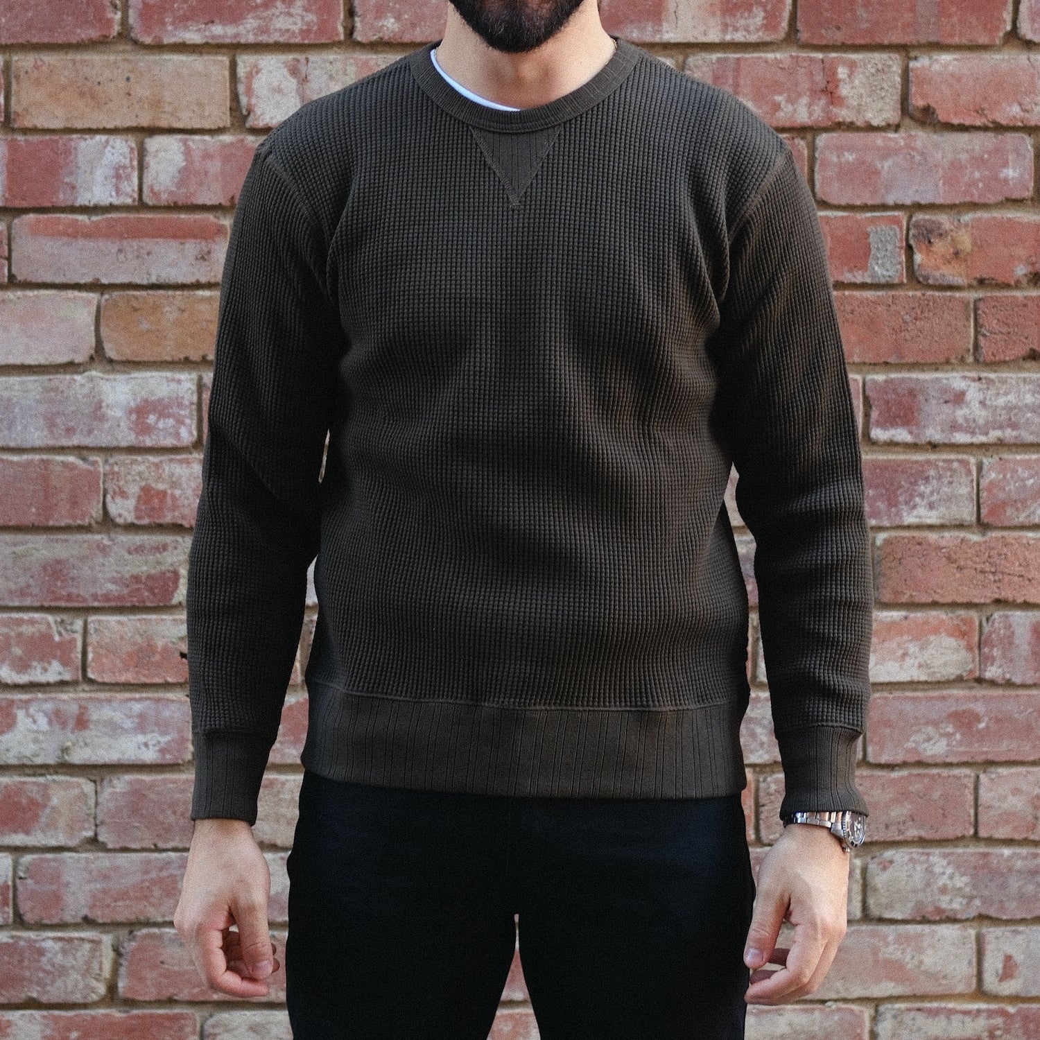 Thermal Sweatshirt/  Waffle Olive