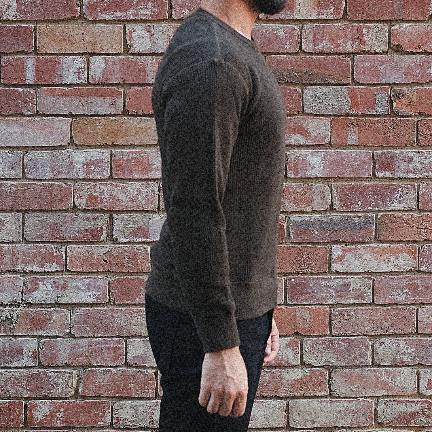 Thermal Sweatshirt/  Waffle Olive
