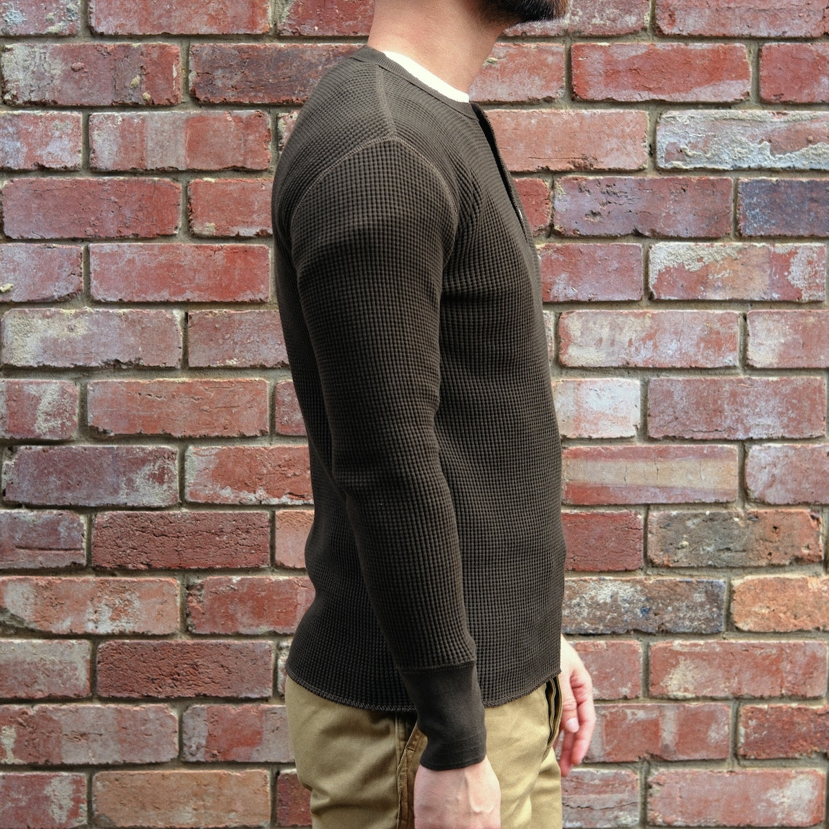 Henley Waffle Tee / Olive