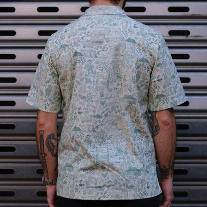 Aloha Shirt / Linen Animals - Green
