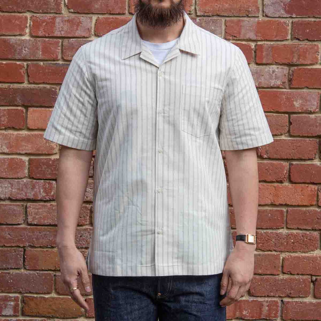 Aloha Shirt / Striped Oxford / Ecru