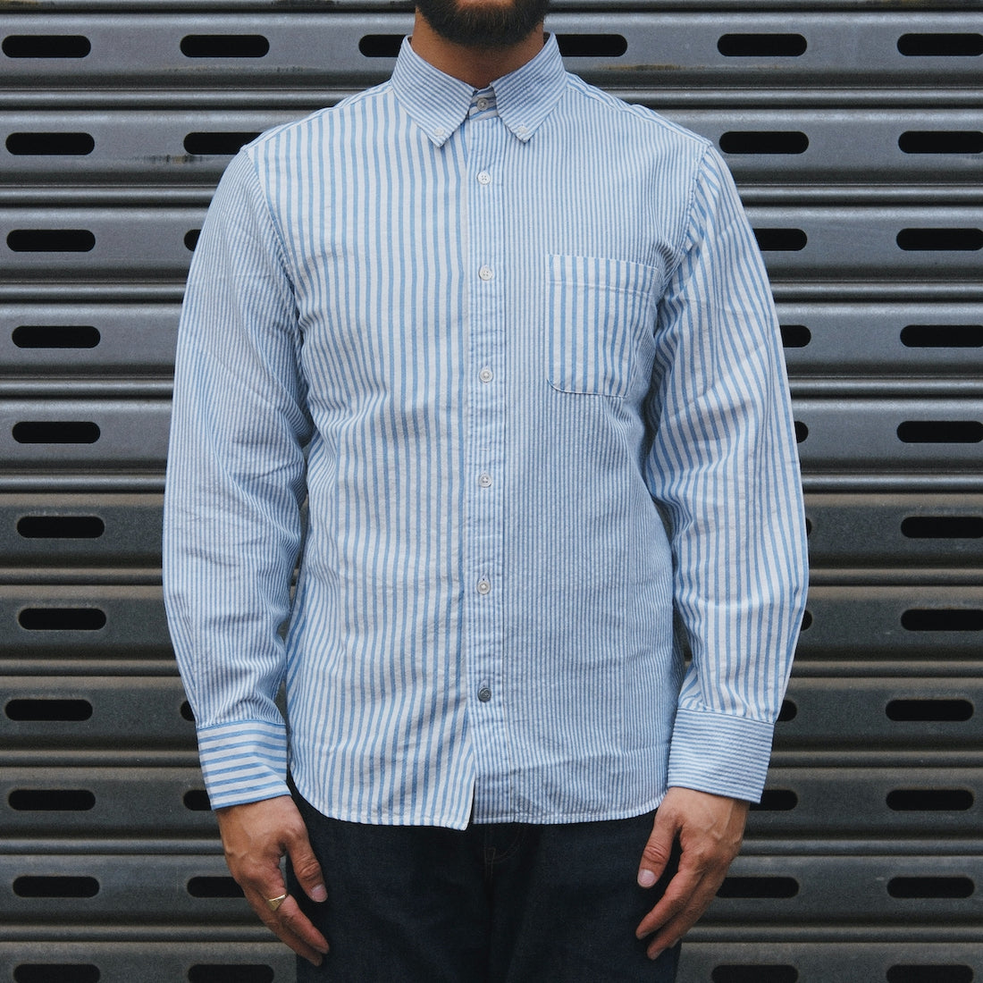 Madras Button Down Shirt / Blue Seersucker