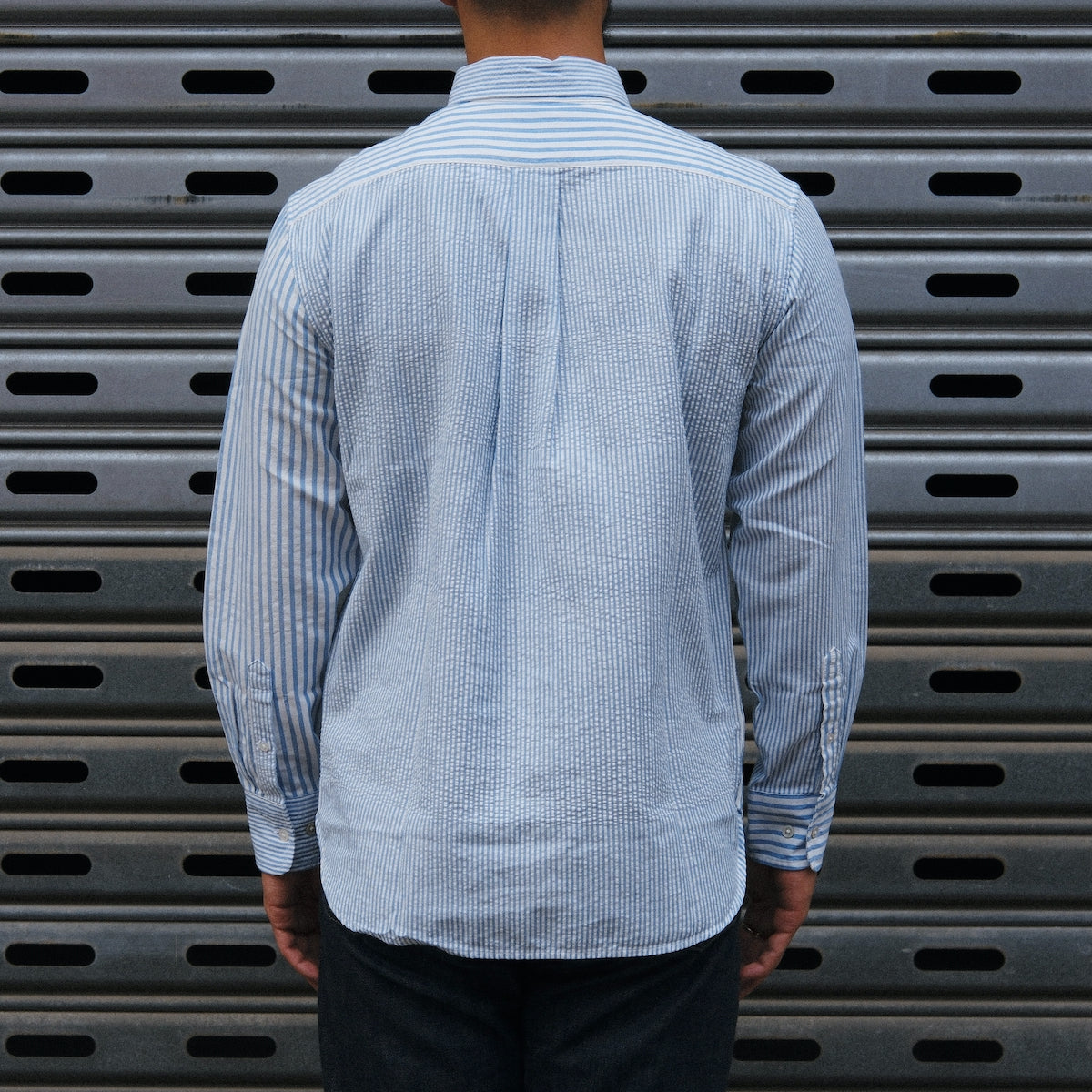 Madras Button Down Shirt / Blue Seersucker