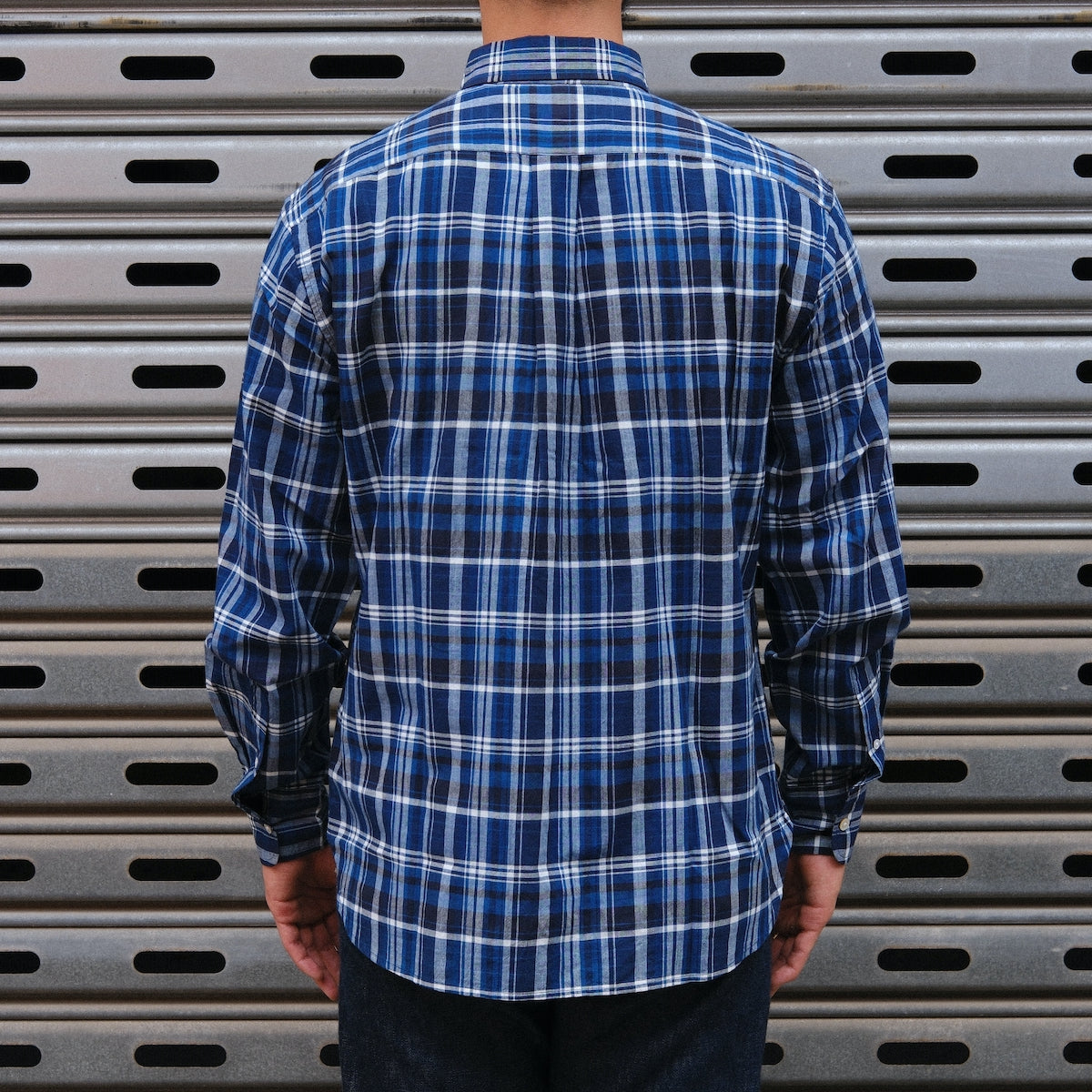 Madras Button Down Shirt / Blue White Check