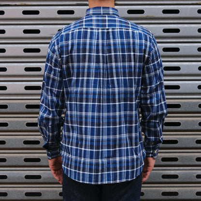 Madras Button Down Shirt / Blue White Check