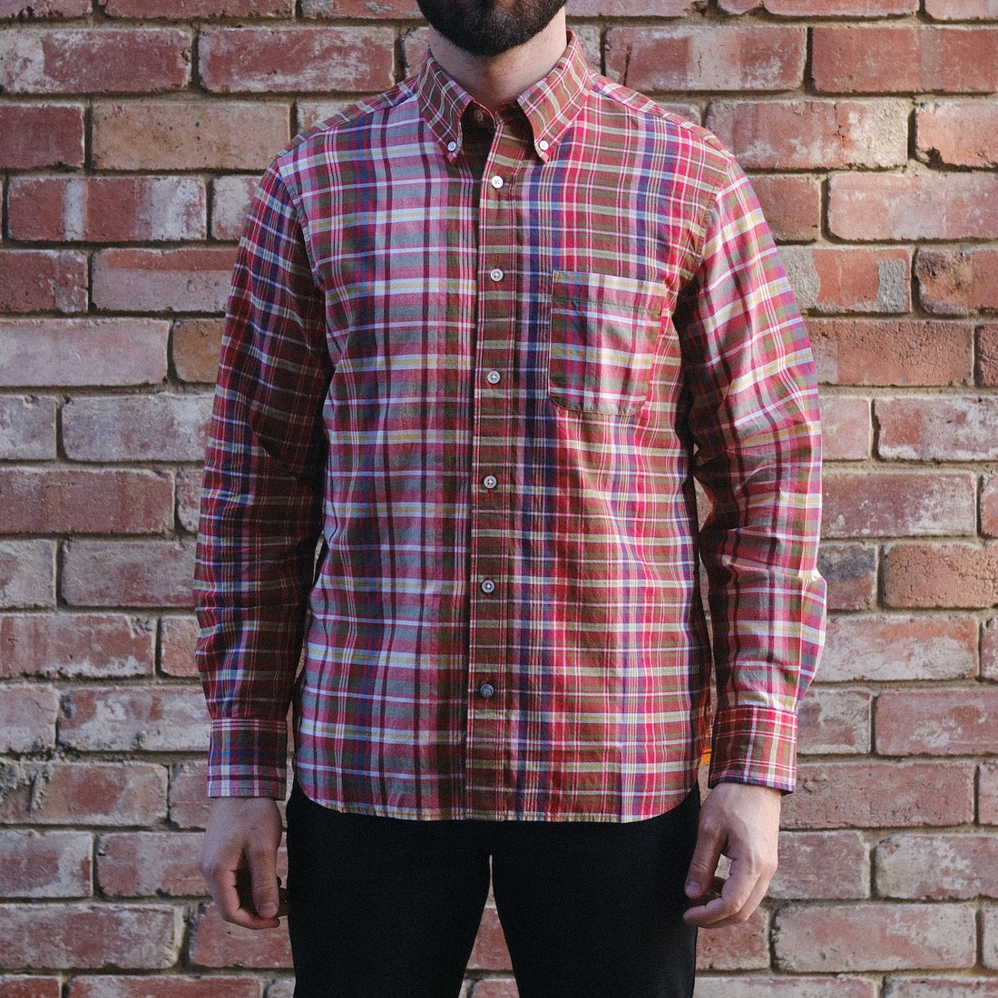Madras Button Down Shirt / Carnelian Combo