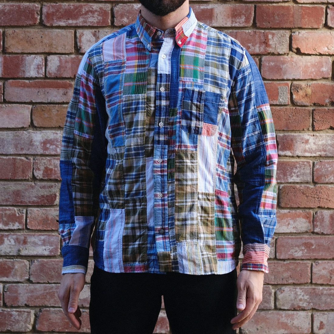 Madras Button Down Shirt / Contrasting Parts