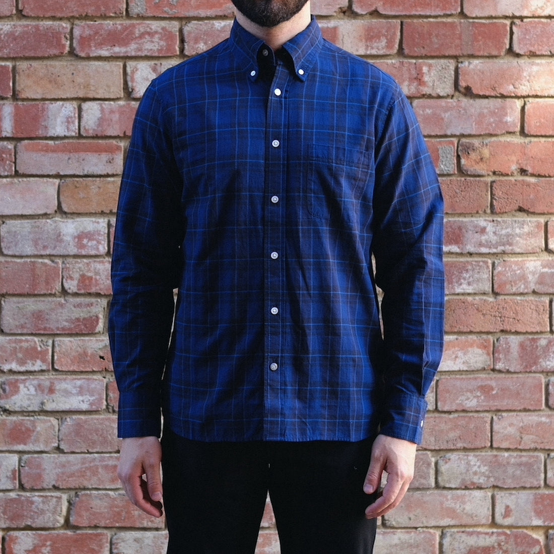Madras Button Down Shirt / Navy Check
