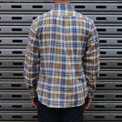 Madras Button Down Shirt / Navy Natural Check