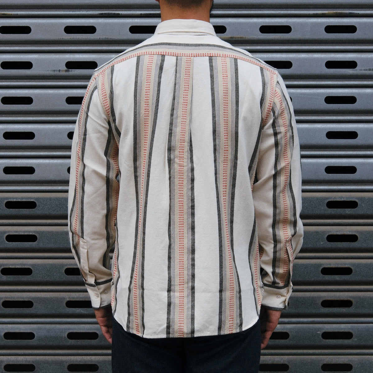 Madras Button Down Shirt / Orange Green Stripe