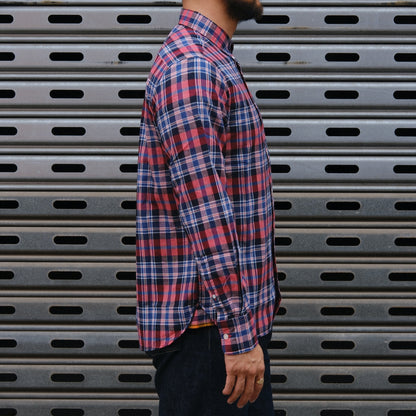 Madras Button Down Shirt / Red Blue Check