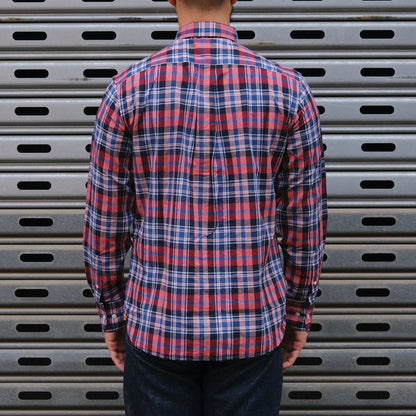 Madras Button Down Shirt / Red Blue Check