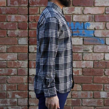 Madras Button Down Shirt / Black Grey Check