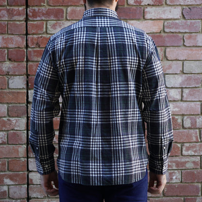 Madras Button Down Shirt / Black Grey Check