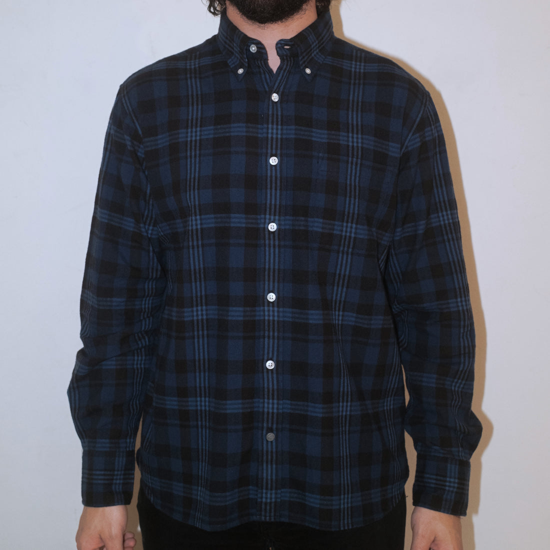 Madras Button Down Shirt / Indigo Blue Check